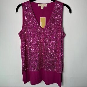 Michael Kors Women’s Sequin Pink Sleeveless Top Size Large